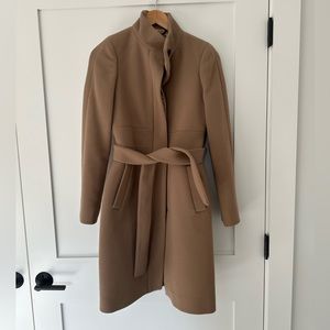 J.Crew Double Cloth Funnel Coat with tie belt